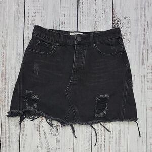 TOBI denim Women's Medium Black Cotton Distressed Frayed Shabby & Chic Skirt